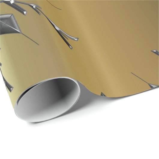 Zilveren kerststerren cadeaupapier (Rol Hoek)