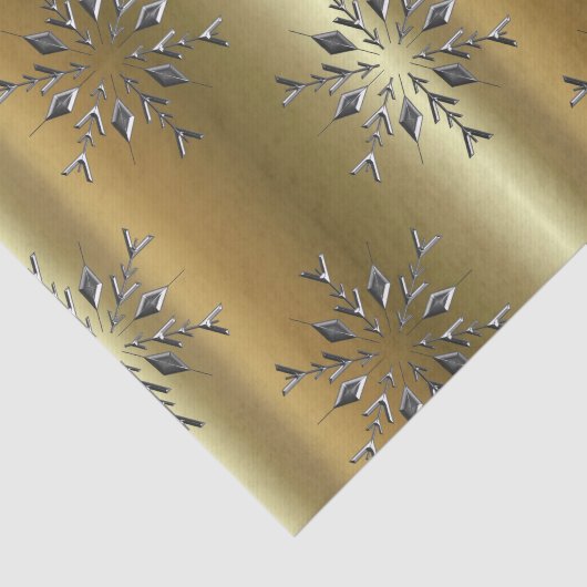 Zilveren kerststerren op goud tissuepapier (Detail)