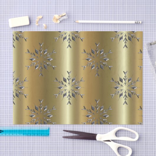 Zilveren kerststerren op goud tissuepapier (Craft)