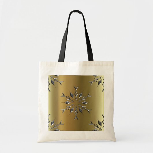 Zilveren kerststerren tote bag (Voorkant)