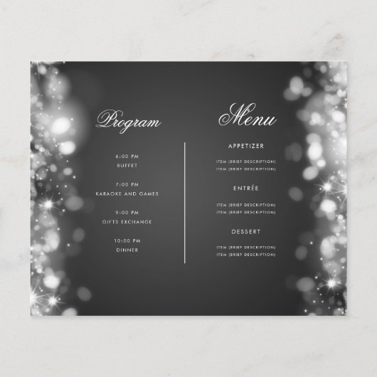 Zilveren kerstverlichting Uitnodigen Programma & M Flyer (Achterkant)