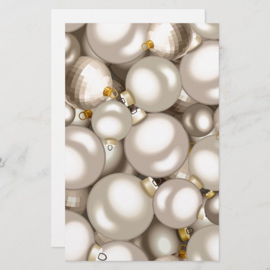 zilveren kerstversiering briefpapier (Voorkant / Achterkant)