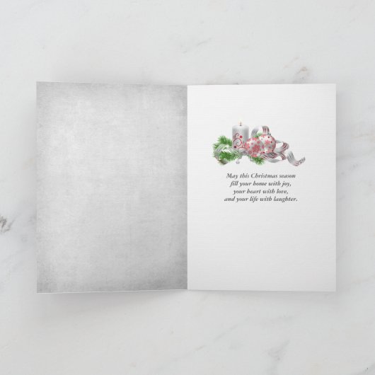 Zilveren kerstversiering met Snowflakes-kaart Kaart (Binnen)