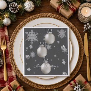 Zilveren Kerstversiering Papieren Servet