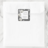 Zilveren kerstversieringsSticker Vierkante Sticker (Tas)