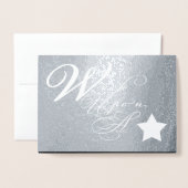 Zilveren kerstwens op een ster folie kaarten (Voorkant met envelop)
