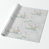 Zilveren kerstwensen Evergreen Tree Sneeuwvlok Cadeaupapier (Uitgerold)