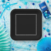 Zilveren Ketting Lijst Zwart Vierkant Papier Bord (Feest)