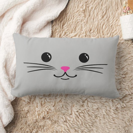 Zilveren Kitty Kat Leuk Dier Gezichtsontwerp Kussen (Deken)