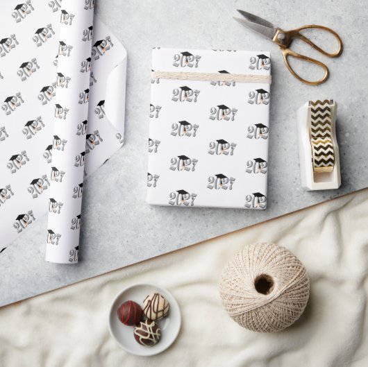 Zilveren Klas van 2027 Afstuderen Cadeaupapier (Crafts)