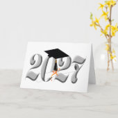Zilveren Klas van 2027 Afstuderen Kaart (Gele Bloem)