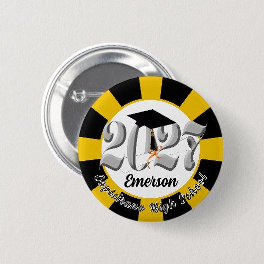 Zilveren Klas van 2027 Afstuderen Ronde Button 5,7 Cm (Voorkant /achterkant)