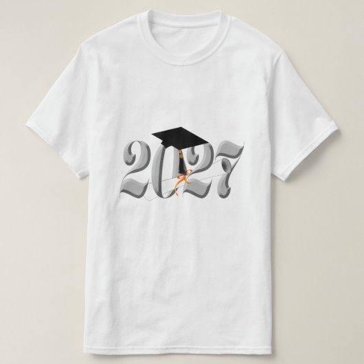 Zilveren Klas van 2027 Afstuderen T-shirt (Design voorkant)