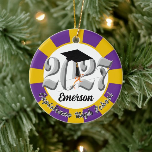 Zilveren Klas van 2027 Foto Afstuderen Keramisch Ornament (Boom)