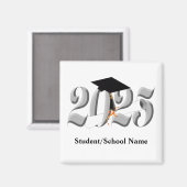 Zilveren Klasse van 2025 Afstuderen Magneet (Voorkant / Achterkant)