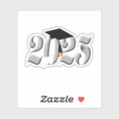 Zilveren Klasse van 2025 Afstuderen Sticker (Vel)