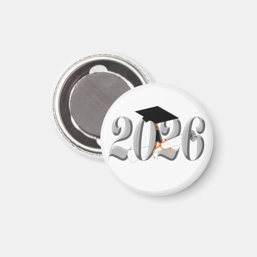 Zilveren Klasse van 2026 Afstuderen Magneet (Voorkant / Achterkant)