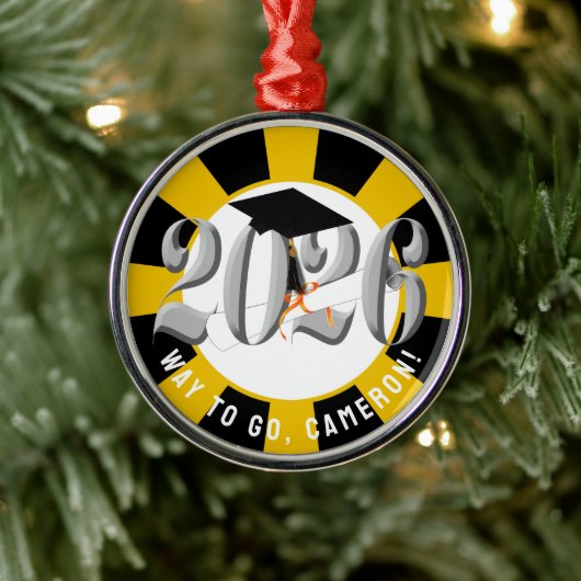 Zilveren Klasse van 2026 Afstuderen Metalen Ornament (Boom)