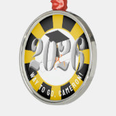 Zilveren Klasse van 2026 Afstuderen Metalen Ornament (Links)