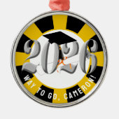 Zilveren Klasse van 2026 Afstuderen Metalen Ornament (Voorkant)