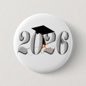 Zilveren Klasse van 2026 Afstuderen Ronde Button 5,7 Cm (Voorkant)