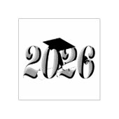 Zilveren Klasse van 2026 Afstuderen Rubberstempel (Afrduk)