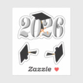 Zilveren Klasse van 2026 Afstuderen Sticker (Vel)