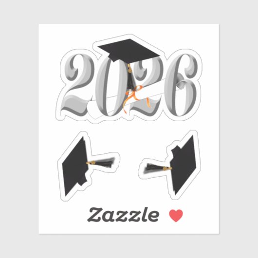 Zilveren Klasse van 2026 Afstuderen Sticker (Vel)