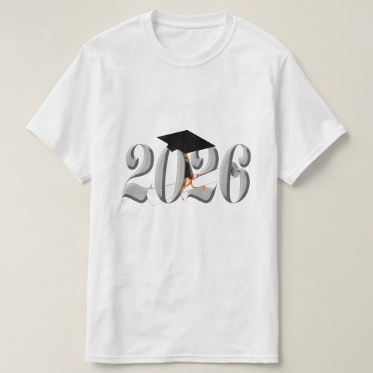 Zilveren Klasse van 2026 Afstuderen T-shirt (Design voorkant)