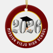 Zilveren Klasse van 2026 Foto Afstuderen Keramisch Ornament (Voorkant)