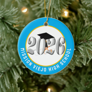 Zilveren Klasse van 2026 Foto Afstuderen Keramisch Ornament