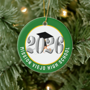 Zilveren Klasse van 2026 Foto Afstuderen Keramisch Ornament