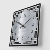 Zilveren kleur en zwart Art Deco Lijst klok (Hoek)