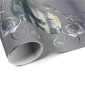 Zilveren Kleur Roos Hart Lijst Uw Foto Wrapping Cadeaupapier (Rol Hoek)