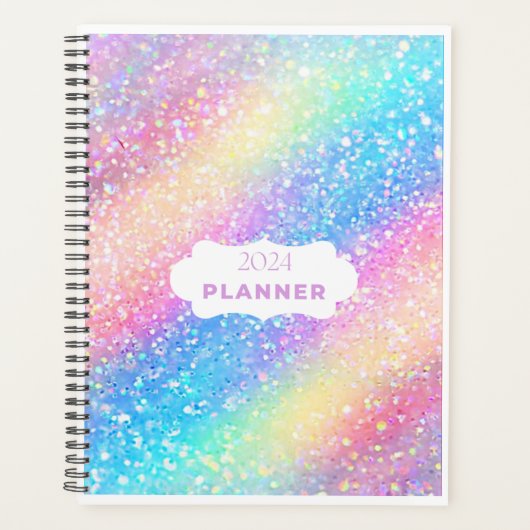 Zilveren kleuren glitter gouden planner 2024 (Voorkant)