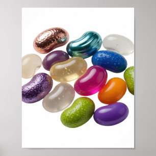 Zilveren KLEURRIJKE JELLY BEANS OP ZWARTE ACHTERGR Poster
