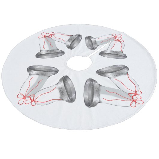 Zilveren klokken boomrok fleece kerstboom rok (Gekanteld)