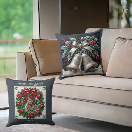 Zilveren klokken en Holly Sierkussen