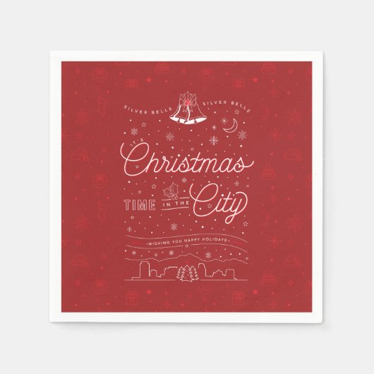 Zilveren klokken Kerstfeest Papieren servetten (Voorkant)