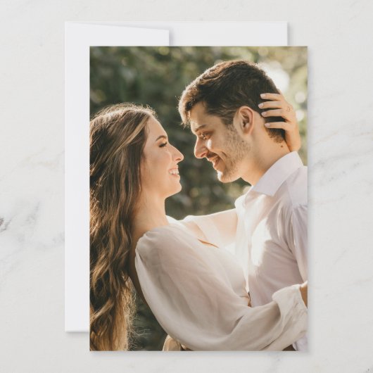 Zilveren klokken loof waterverf foto bruiloft kaart (Achterkant)