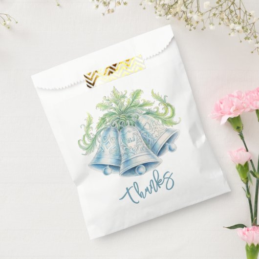 Zilveren klokken Monogram gebladerte waterverf Huw Bedankzakje (Gezegeld)