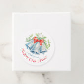 Zilveren klokken waterverf groene rode boog kerst bedankjes labels (In situ)