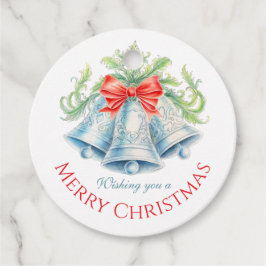 Zilveren klokken waterverf groene rode boog kerst bedankjes labels