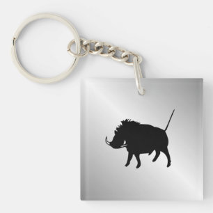Zilveren Knobbelzwijn Sleutelhanger