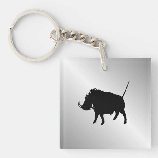Zilveren Knobbelzwijn Sleutelhanger (Voorkant)