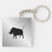 Zilveren Knobbelzwijn Sleutelhanger (Achterkant)