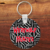 Zilveren kogels, grijze weerwolf, volle maan Hallo Sleutelhanger (Achterkant)