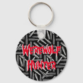 Zilveren kogels, grijze weerwolf, volle maan Hallo Sleutelhanger (Achterkant)