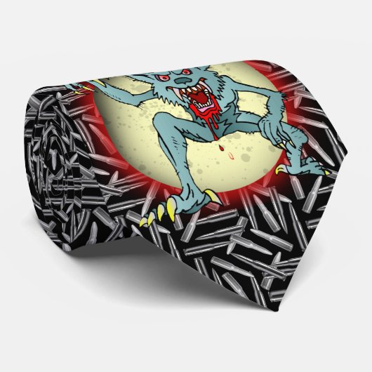 Zilveren kogels, grijze weerwolf, volle maan Hallo Stropdas (Opgerold)