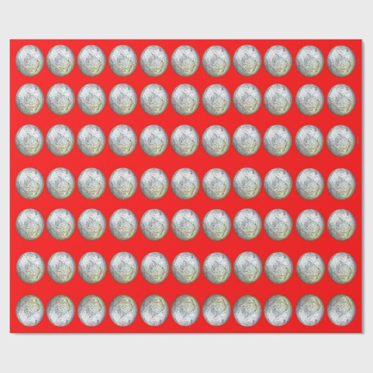Zilveren Kogels op rood pakpapier (Vlak)